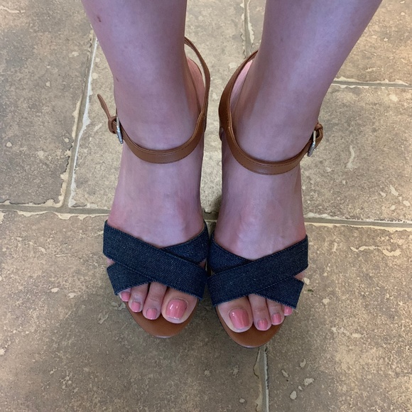 Guess Shoes - Guess Denim Wedge Sandals Size 9 Near New